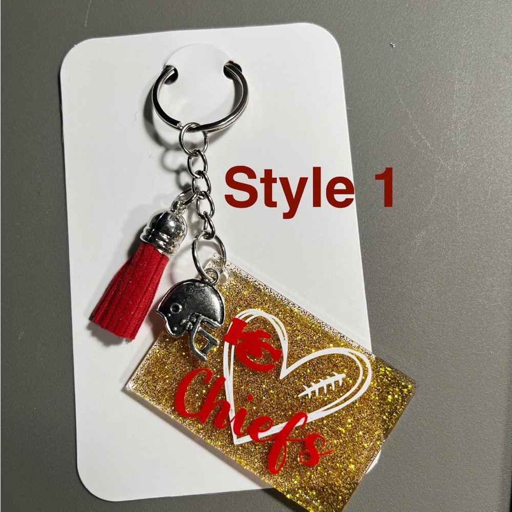 Hand crafted  KC Chiefs keychain purse charm